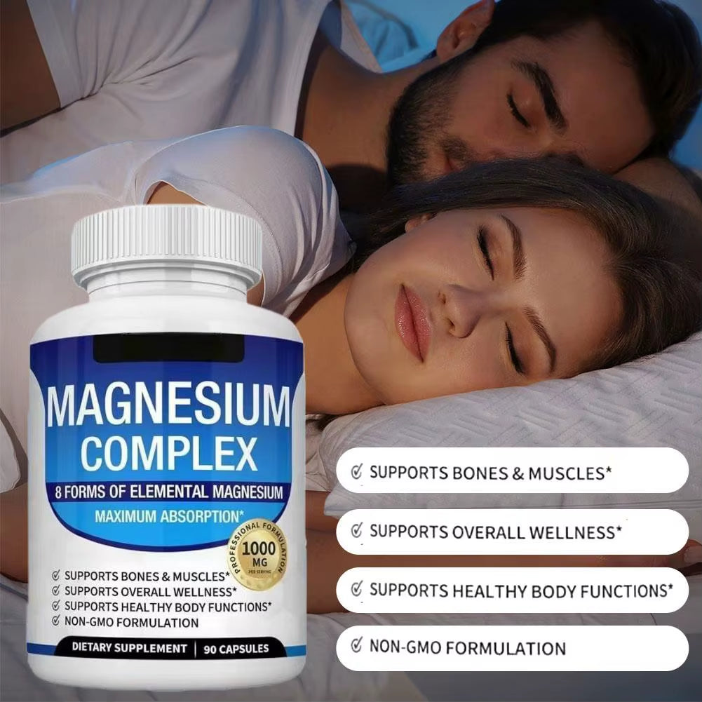 Magnesium Complex Capsules - Bone, Muscle & Heart Health Supplement, Sleep Support,Muscle Relaxation,Stress & Anxiety Relief